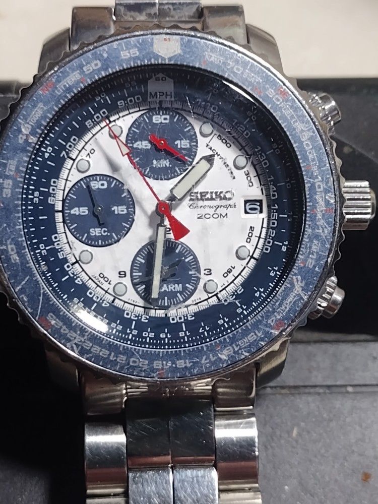 Sekio Flightmaster Chronograph 200m White Panda Dial Model 7T62, -OEBI