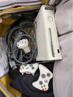 Microsoft Xbox 360 Console with Controllers and Cables