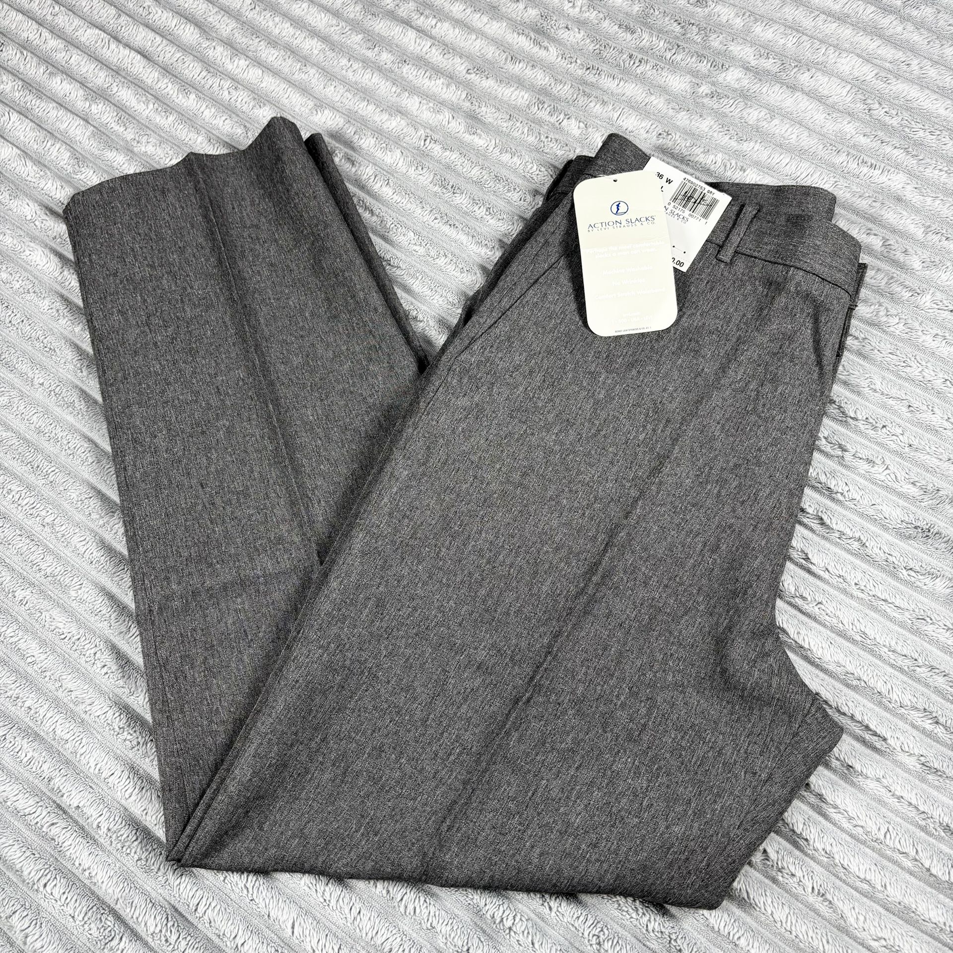 Levi's Action Slacks Mens 36x32 NWT Polyester Gray Dress Pants Vintage 2001