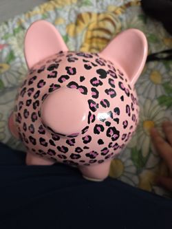 Pink Leopard Print Ceramic Piggy Bank
