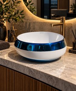 Juvia Chrome blue And White Vessel Sink