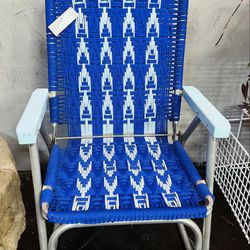 Vintage Blue Macrame Rocking Chair