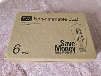 New in box 6pcs 7W non-dimmable LED E26 Edison Vintage bulbs 5000k