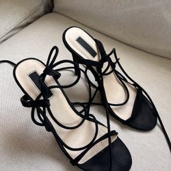 Black Strappy Heels Size 8