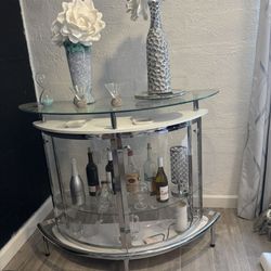 Contemporary Curved Glass Home Bar Unit
