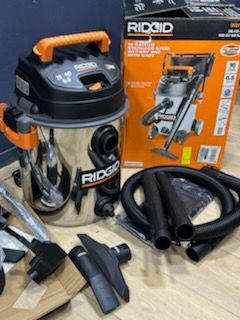Ridgid 16 Gal. 6.5 Peak HP Stainless Steel Shop Vacuum Wet Dry Vac with Fine Dust Filter, Locking Hose and Attachments WD1956