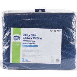Project Source 30-ft x 50-ft Blue Water Resistant Standard 5-MIL TARP