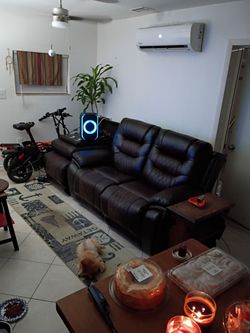 Leather recliner duel set couch