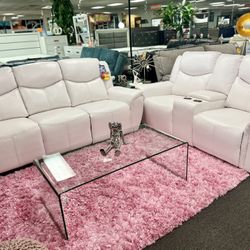 Clearance Sale✅Beautiful White Reclining Sofa+Love Seat On Amazing Special For Only $1799😱