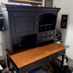 Solid Wood Desk with Hutch