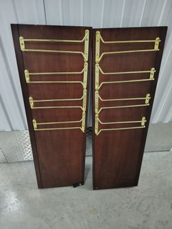 Dark wood Pottery Barn wall-mounted wine racks