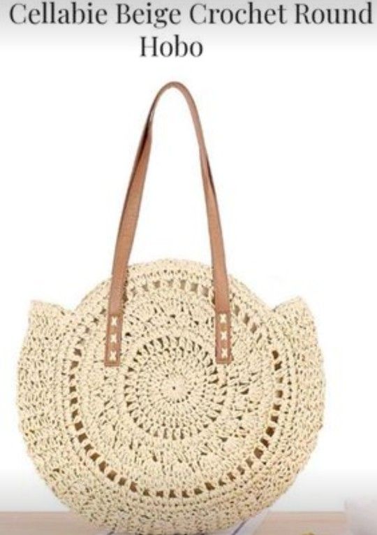 Brand New Cellabie Beige Crochet Round Hobo Bag