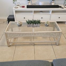 Glass Top Wicor Coffee Table