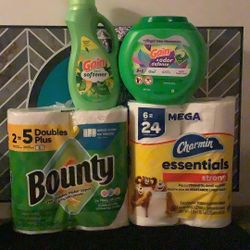1-42 Gain Flings 1-fabric Softener 44oz 1-6=24 Rolls 1-2=5 Paper Towels All For $26