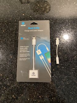 YOUSE Dual 8-Pin Lightning Charge & Listen Adapter and 3.5mm Headphone Connector