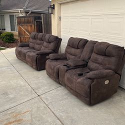 2 Couches,  Cup Holders, Chargers Free