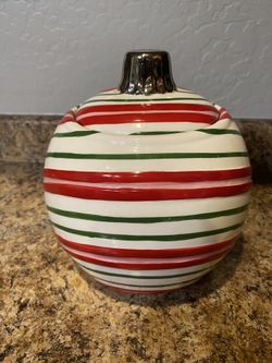 Christmas Ornament Cookie Jar - Red, Pink, Green And White