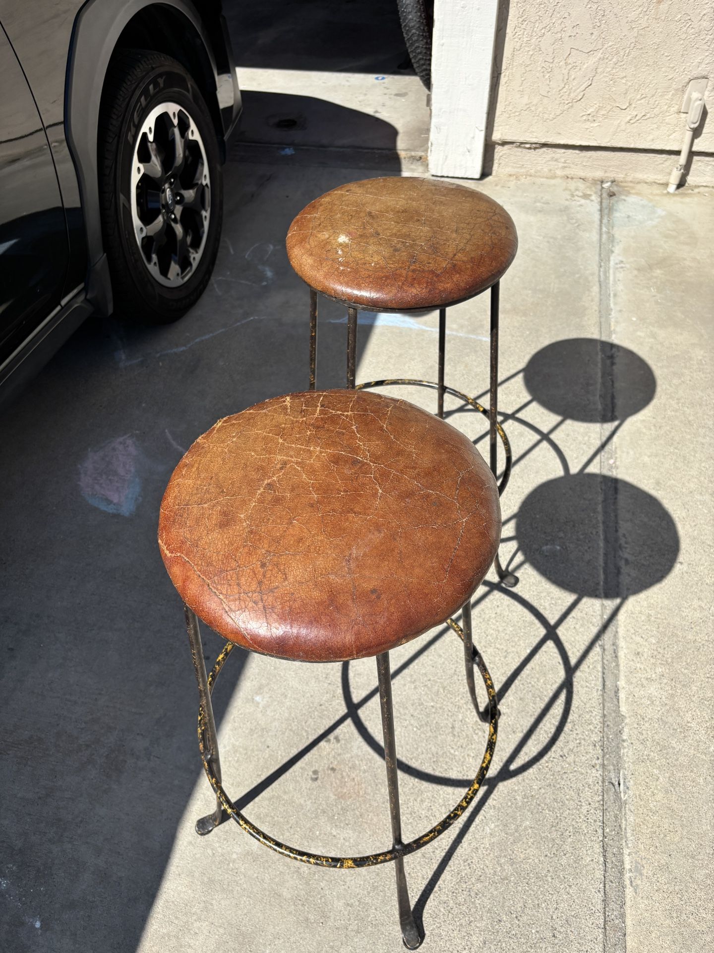 Bar Height 30” Leather Stools (2)