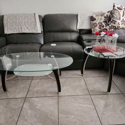 Glass top coffee table & end table set