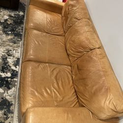 Honey Brown Leather Couch