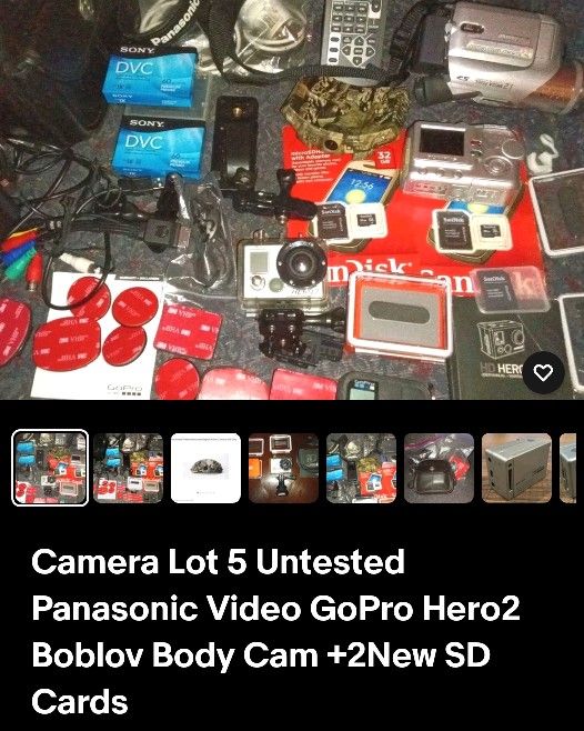 📸 Camera Lot – 5 Untested Panasonic, GoPro Hero2, Boblov Body Cam + 2 New SD Cards
GOODWYN'S where GOOD-WINS