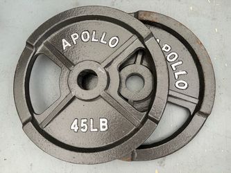 Pair of 45 lb Apollo Olympic Weight Plates (90 lbs total) – Cast Iron