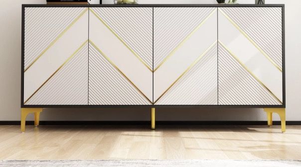 4-Door Buffet Storage Cabinet, Sideboard Console Table with Adjustable Shelves for Living Room. Sideboard