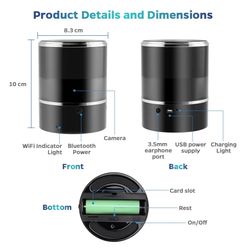 Security Camera with Bluetooth Speaker – 1080P WiFi Indoor Camera with Night Vision and 128GB SD Card