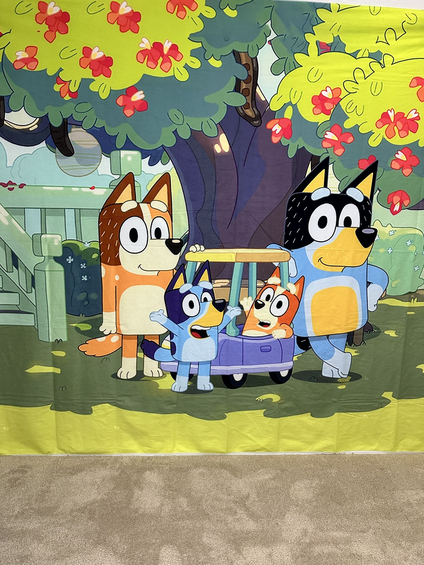 Bluey backdrop And Pin The tail On bluey Poster