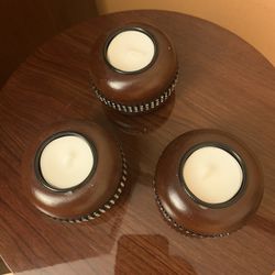 3 New Candle “ Wood Holders”!