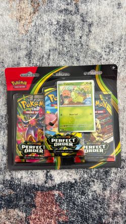 Pokemon Mega Evolution Perfect Order 3-Pack Blister (Chikorita Promo) Sealed