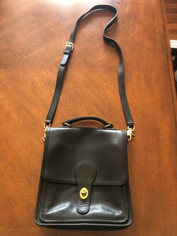 COACH Classic Black Leather 'Station' Shoulder Bag with Handle & Strap No. G13-5130