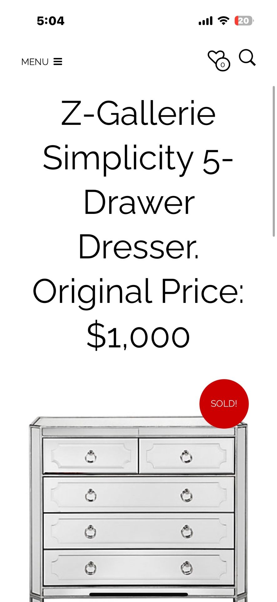 Z Gallerie Mirrored Dresser