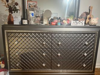 Diamond Falls Gray Dresser and with Mirror, $250