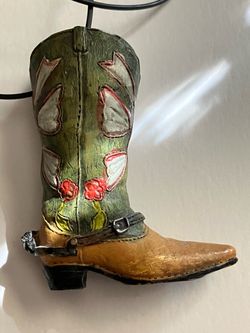 Western Boot Holiday / Home Decor Ornament - Cowboy Cowgirl