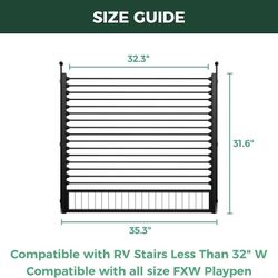 FXW RV Step Grid, Dog Barrier for RV Stairs Up to 32" Wide, Patented Fits All FXW Metal Playpen, Helps Close Stair Gaps, Custom Fit, Compact RV Storag