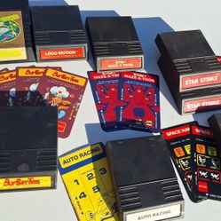 Vintage Mattel Intellivison Game Cartridges And Controller Overlays Lot