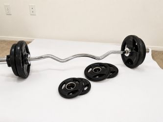 RitFit Olympic EZ Curl Bar Set – 85 lbs Total w/ Olympic Plates & Quick-Lock Collars