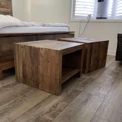 (2) West Elm Reclaimed Wood matching nightstands/end tables. In great used condition.  (24” x 24” x 18”) Firm cash price for both.  