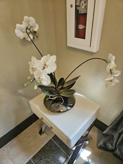 Medium White Artificial Silk Orchid Arrangement