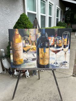 Wine Still Life Oil Painting on Canvas