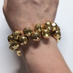 Chunky Gold Faceted Beaded Stretch Bracelet