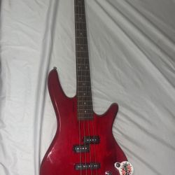 Ibanez Electric Bass Guitar 2003, Red With Guitar Bag