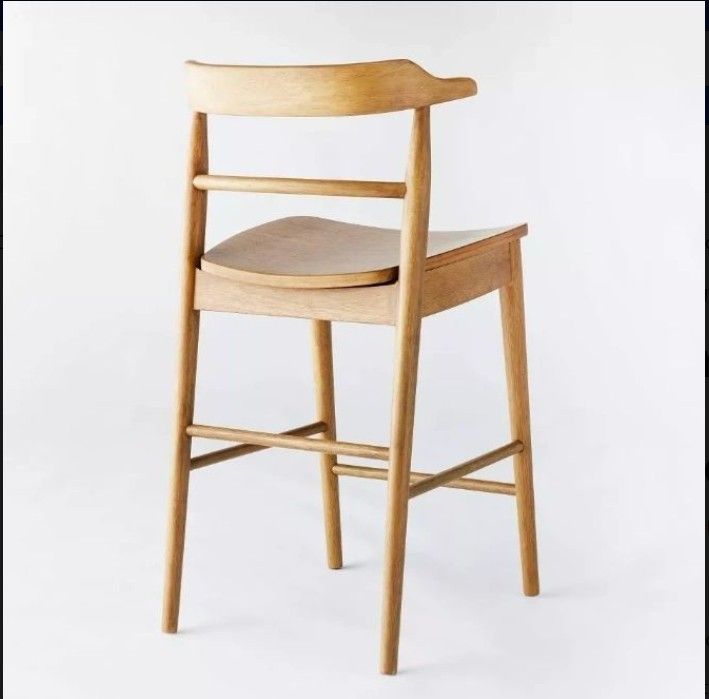 Kaysville 24 Counter Height Barstool Curved Back Wood (Natural Color) by Threshold w/ Studio McGee