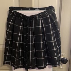 Gothic Plaid Pleated Skirt - New - Medium