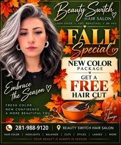 Beauty switch hair salon , free hair cut