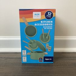 New Aldi Play Kitchen Accessories 12 Pieces Green Crofton Toy Cookware