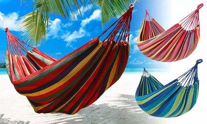 Cotton Rope Hammock Hanging Swing Camping Canvas Bed