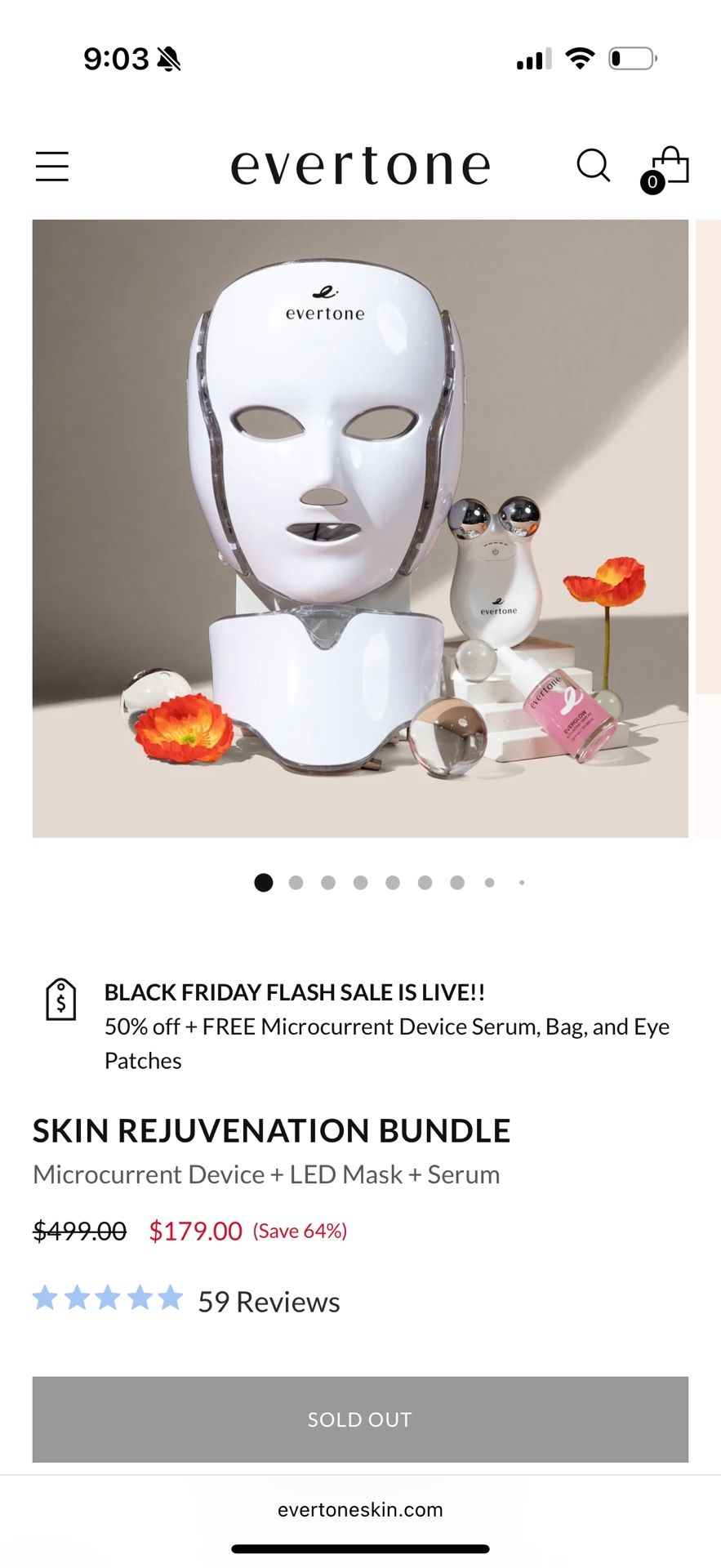 Evertone Omniglow Skin Rejuvenation Bundle LED Microcurrent Face Mask