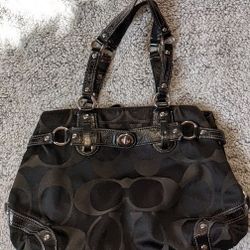 Coach Carly Satchel Handbag Black